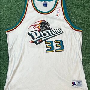 Champion Men's Detroit Pistons Grant Hill 33 NBA Basketball White Jersey Size 52